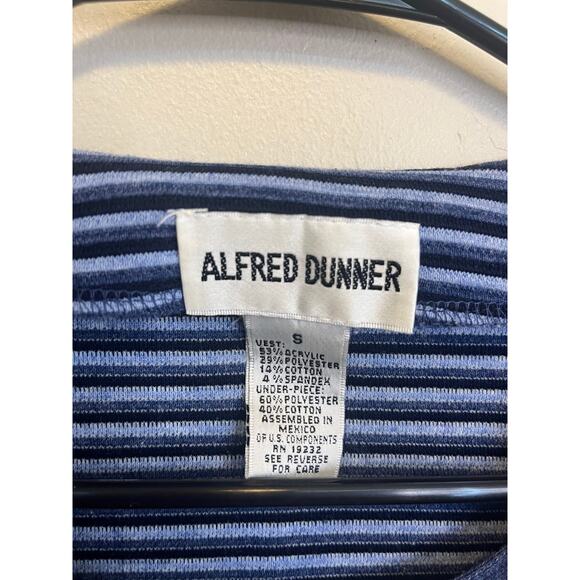 Vintage 90s Alfred Dunner Short Sleeve Blue Zip Sweater Vest Size Small - Picture 2 of 8